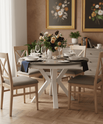 Jupiter X-Frame Loft Dining Table ø100+40cm Gold