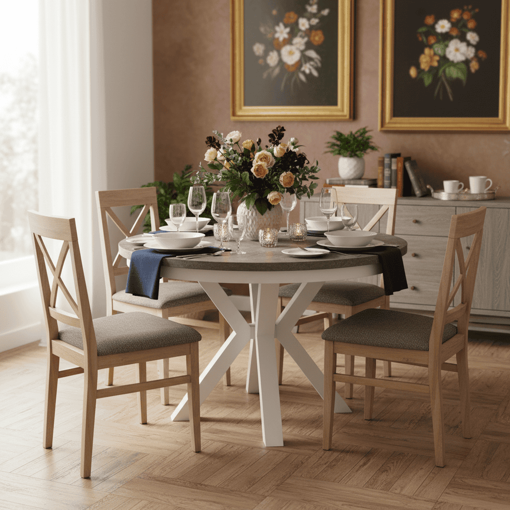 Jupiter X-Frame Loft Dining Table ø100+40cm Gold