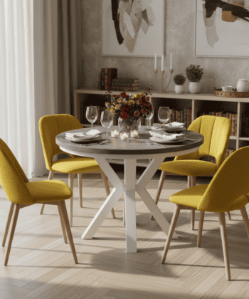 Jupiter X-Frame Loft Dining Table ø100+40cm Gold