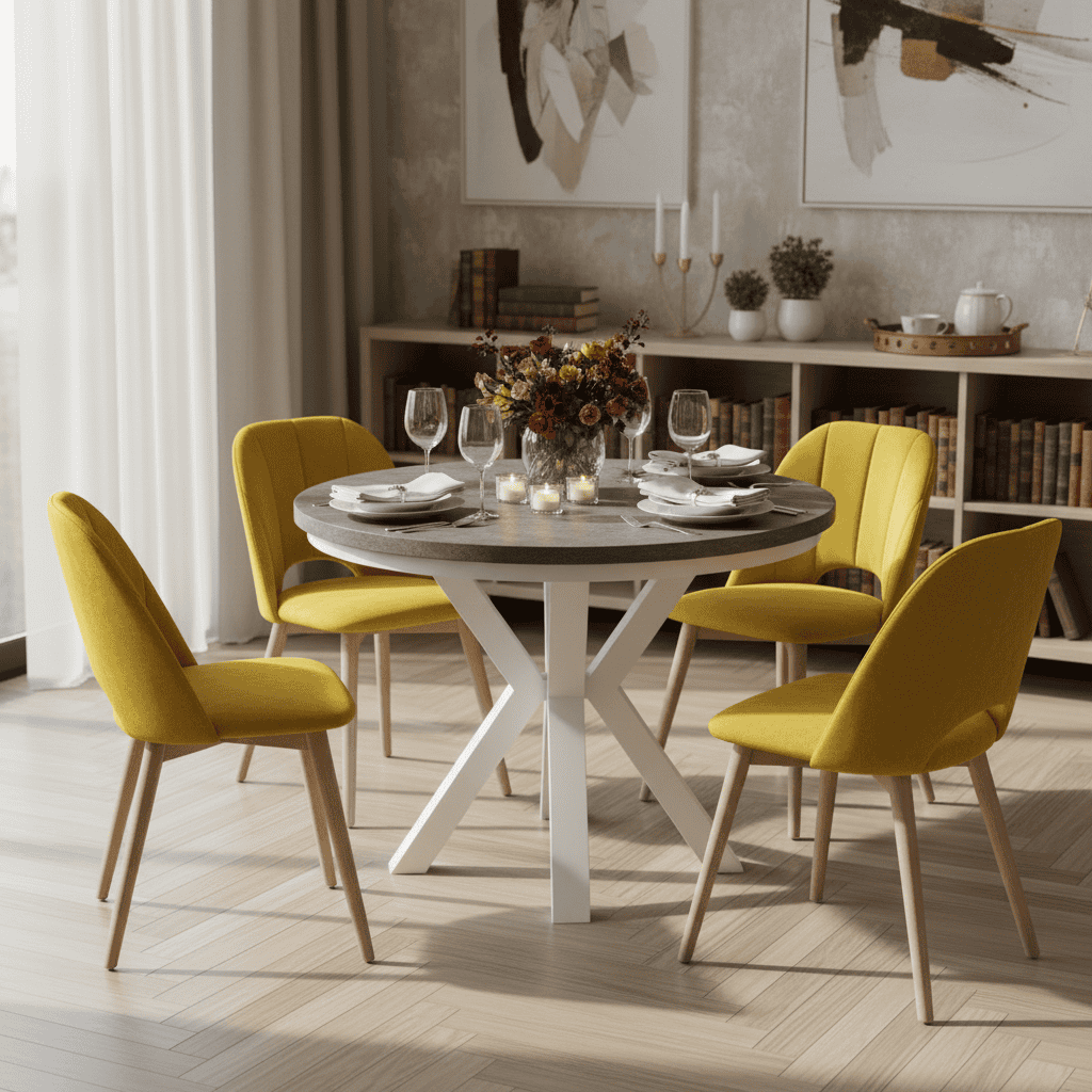 Jupiter X-Frame Loft Dining Table ø100+40cm Gold