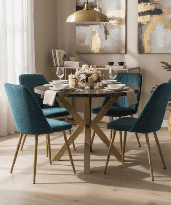 Jupiter X-Frame Loft Dining Table ø100+40cm Gold