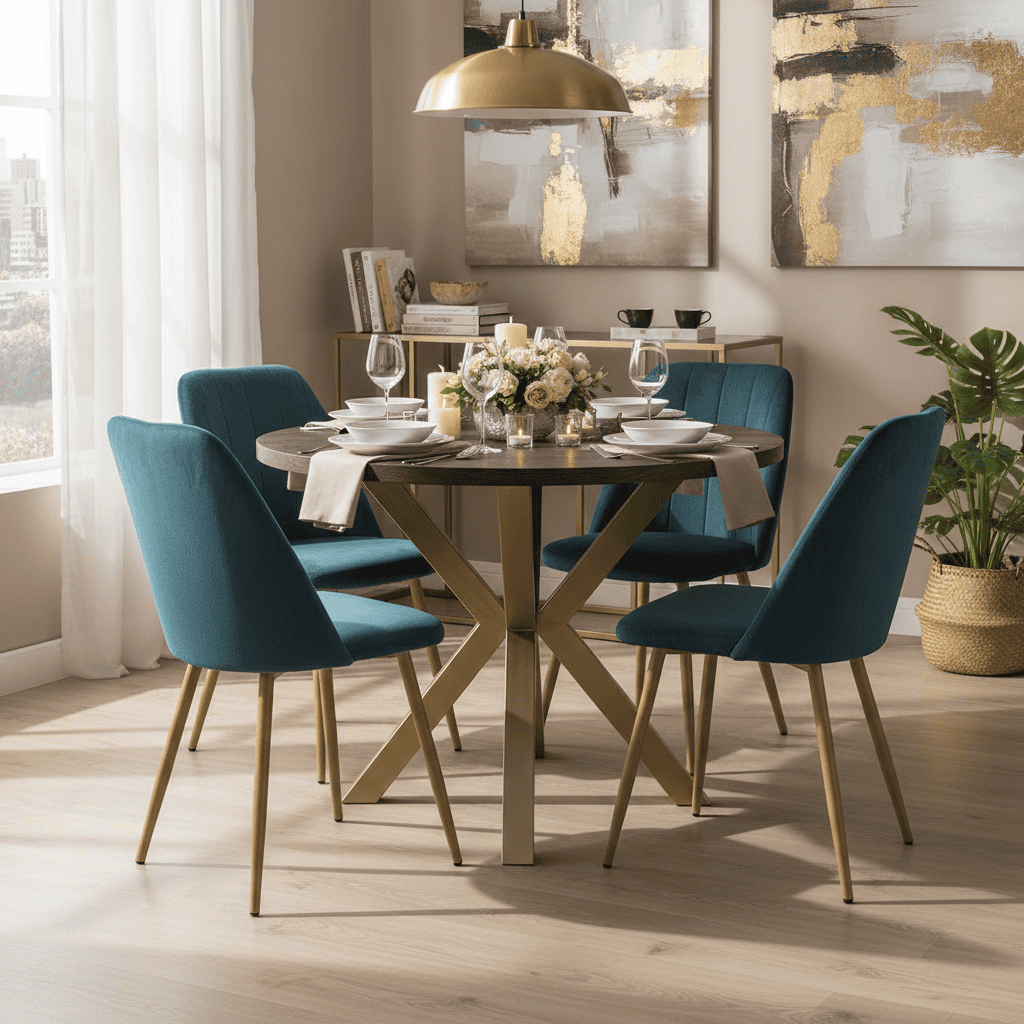 Jupiter X-Frame Loft Dining Table ø100+40cm Gold