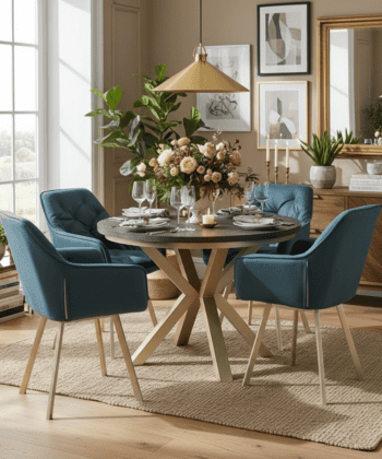 Jupiter X-Frame Loft Dining Table ø100+40cm Gold