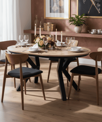 Jupiter X-Frame Loft Dining Table ø100+40cm Gold