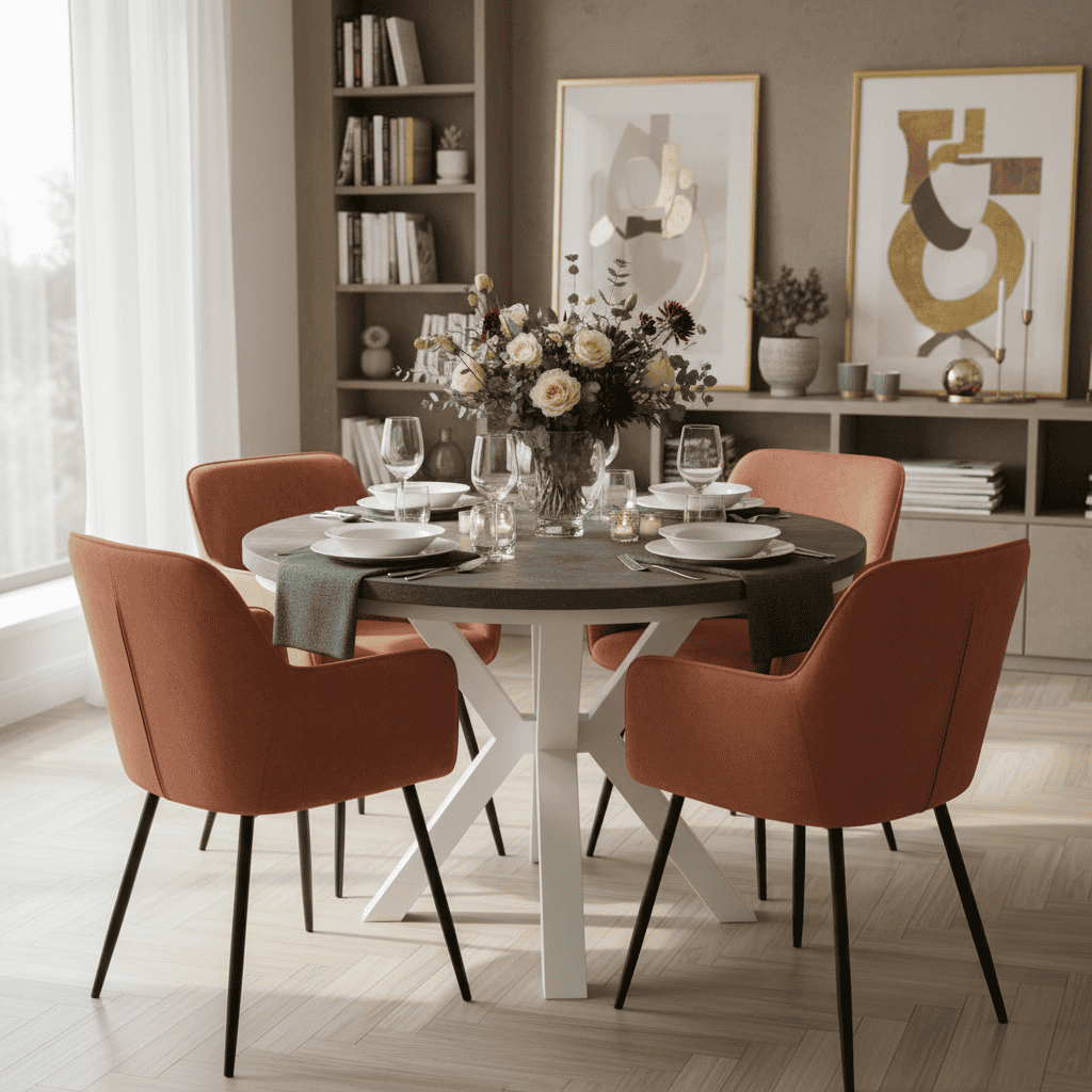 Jupiter X-Frame Loft Dining Table ø100+40cm Gold
