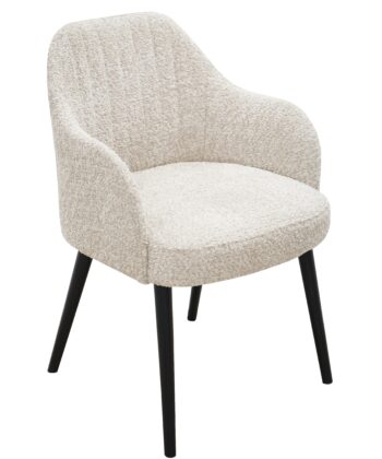 Sandstone Armchair Beige Dining Chair with Black Beech Legs