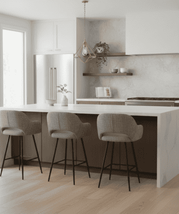 Larsen Contemporary Bar Stool with Bucket Seat, Armrests