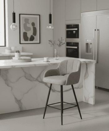 Larsen Contemporary Bar Stool with Bucket Seat, Armrests