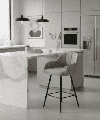 Larsen Contemporary Bar Stool with Bucket Seat, Armrests