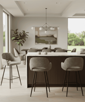 Larsen Contemporary Bar Stool with Bucket Seat, Armrests