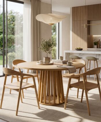 Nara Japandi Ash Dining Chair with Armrests Sculpted Design