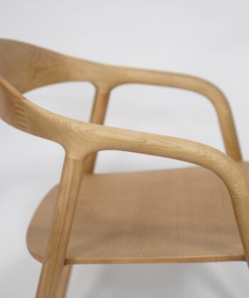 Nara Japandi Ash Dining Chair with Armrests Sculpted Design