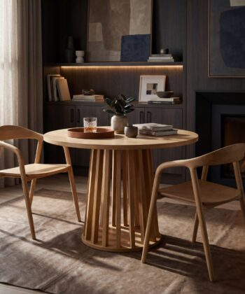 Nara Japandi Ash Dining Chair with Armrests Sculpted Design