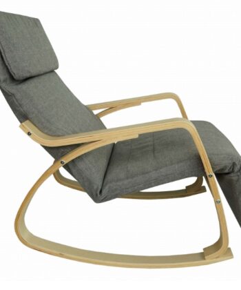 Pello Grey Rocking Chair – Adjustable Footrest Lounge Armchair