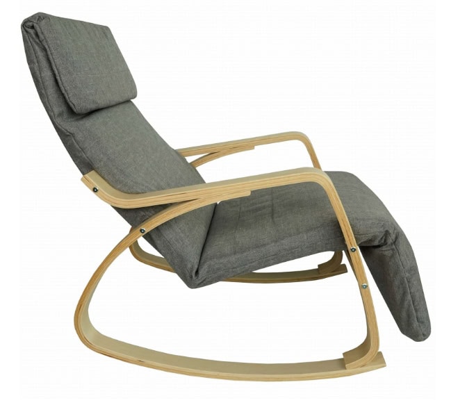 Pello Grey Rocking Chair – Adjustable Footrest Lounge Armchair