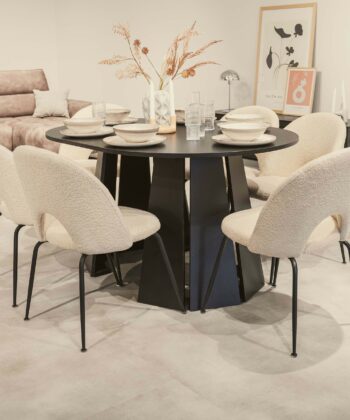 Sterling Extendable Round Dining Table Black,100–180 cm