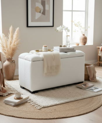 Luxury Bouclé Storage Benches & Ottomans