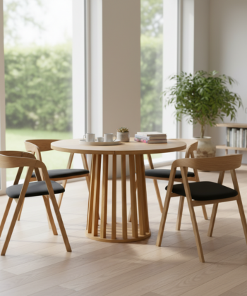Nordic Tovo Extendable Round Table & Helsinki Beech Chair Set