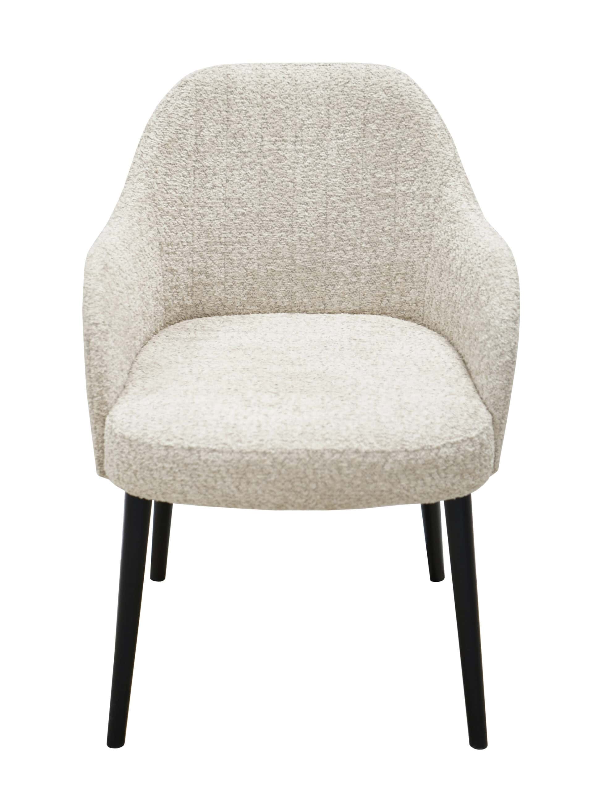Sandstone Armchair Beige Dining Chair with Black Beech Legs