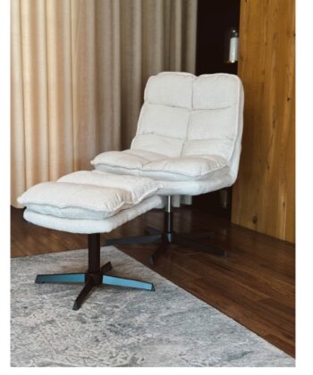 Savona Cream Ergonomic Swivel Armchair with Matching Ottoman