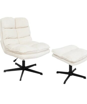Savona Cream Ergonomic Swivel Armchair with Matching Ottoman