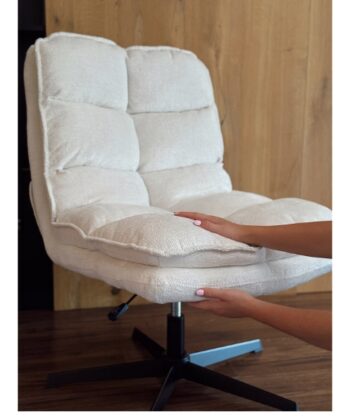 Savona Cream Ergonomic Swivel Armchair with Matching Ottoman
