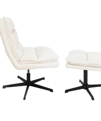Savona Cream Ergonomic Swivel Armchair with Matching Ottoman
