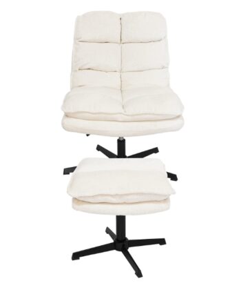 Savona Cream Ergonomic Swivel Armchair with Matching Ottoman