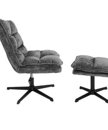 Savona Grey Ergonomic Swivel Armchair with Matching Ottoman
