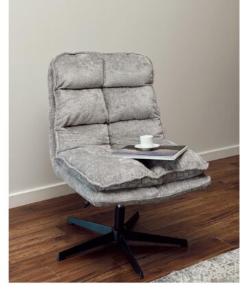 Savona Light Grey Ergonomic Swivel Armchair with Ottoman