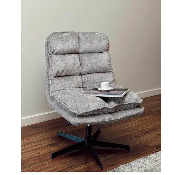 Savona Light Grey Ergonomic Swivel Armchair with Ottoman