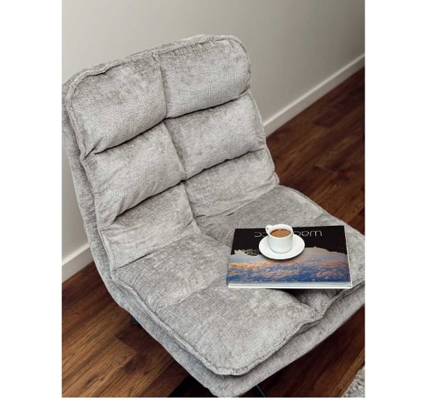 Savona Light Grey Ergonomic Swivel Armchair with Ottoman