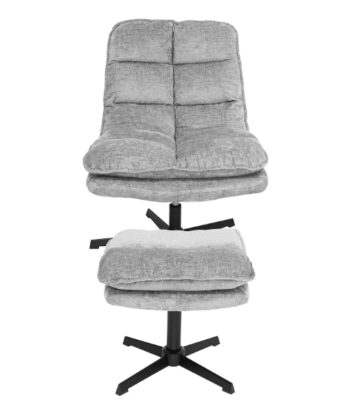 Savona Light Grey Ergonomic Swivel Armchair with Ottoman