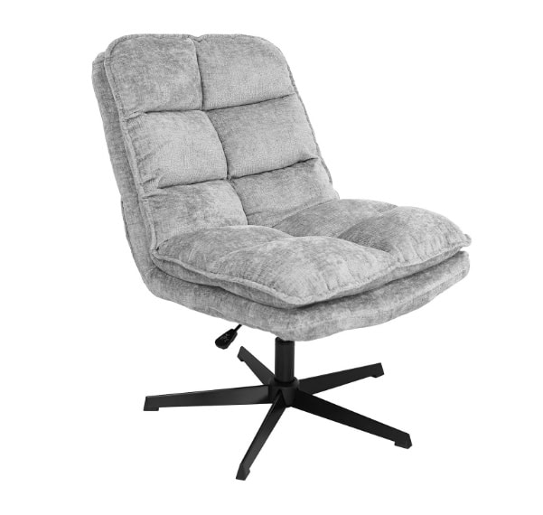 Savona Light Grey Ergonomic Swivel Armchair with Ottoman