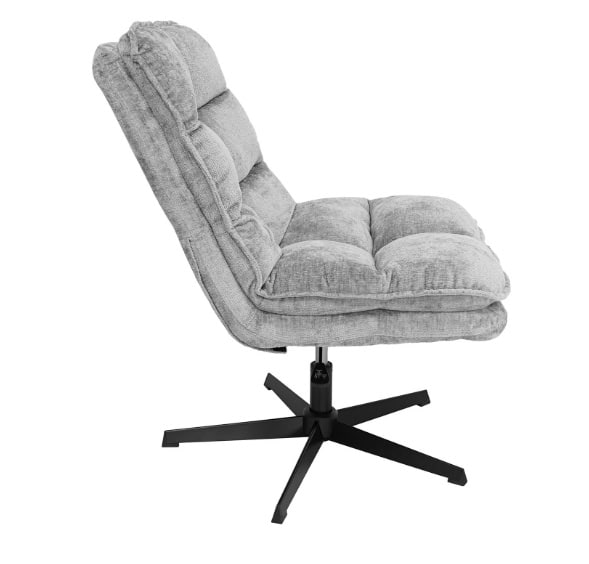 Savona Light Grey Ergonomic Swivel Armchair with Ottoman