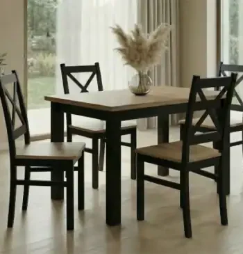 Scandi Cross Back Dining Set 4 Chairs and 100×70 Laminate Table