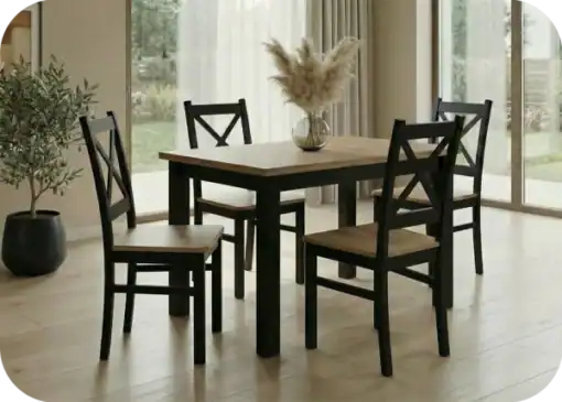 Scandi Cross Back Dining Set 4 Chairs and 100×70 Laminate Table