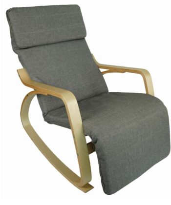 Pello Grey Rocking Chair – Adjustable Footrest Lounge Armchair