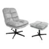 Savona Light Grey Ergonomic Swivel Armchair with Ottoman