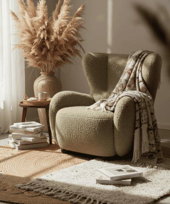 Tidepool Bouclé Lounge Chair – Organic Shaped Armchair