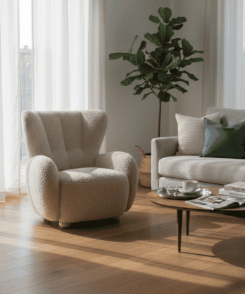 Tidepool Bouclé Lounge Chair – Organic Shaped Armchair