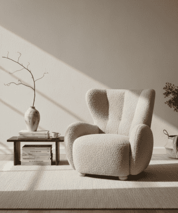 Tidepool Bouclé Lounge Chair – Organic Shaped Armchair