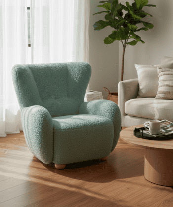 Tidepool Bouclé Lounge Chair – Organic Shaped Armchair
