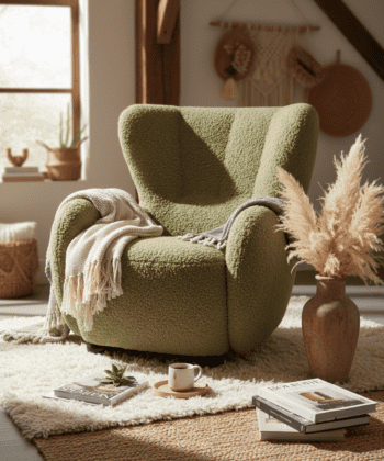 Tidepool Bouclé Lounge Chair – Organic Shaped Armchair