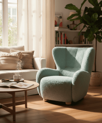 Tidepool Bouclé Lounge Chair – Organic Shaped Armchair