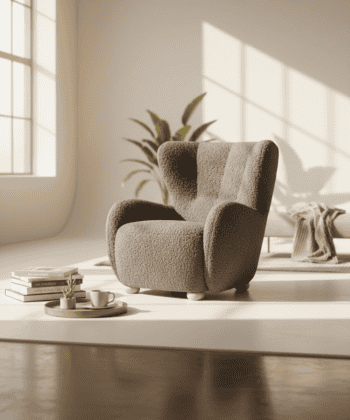 Tidepool Bouclé Lounge Chair – Organic Shaped Armchair