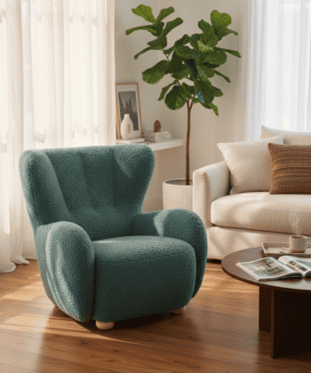 Tidepool Bouclé Lounge Chair – Organic Shaped Armchair