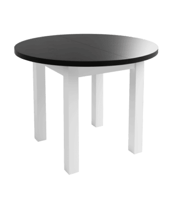 White & Black Round Laminate Extendable Table Ø100+40