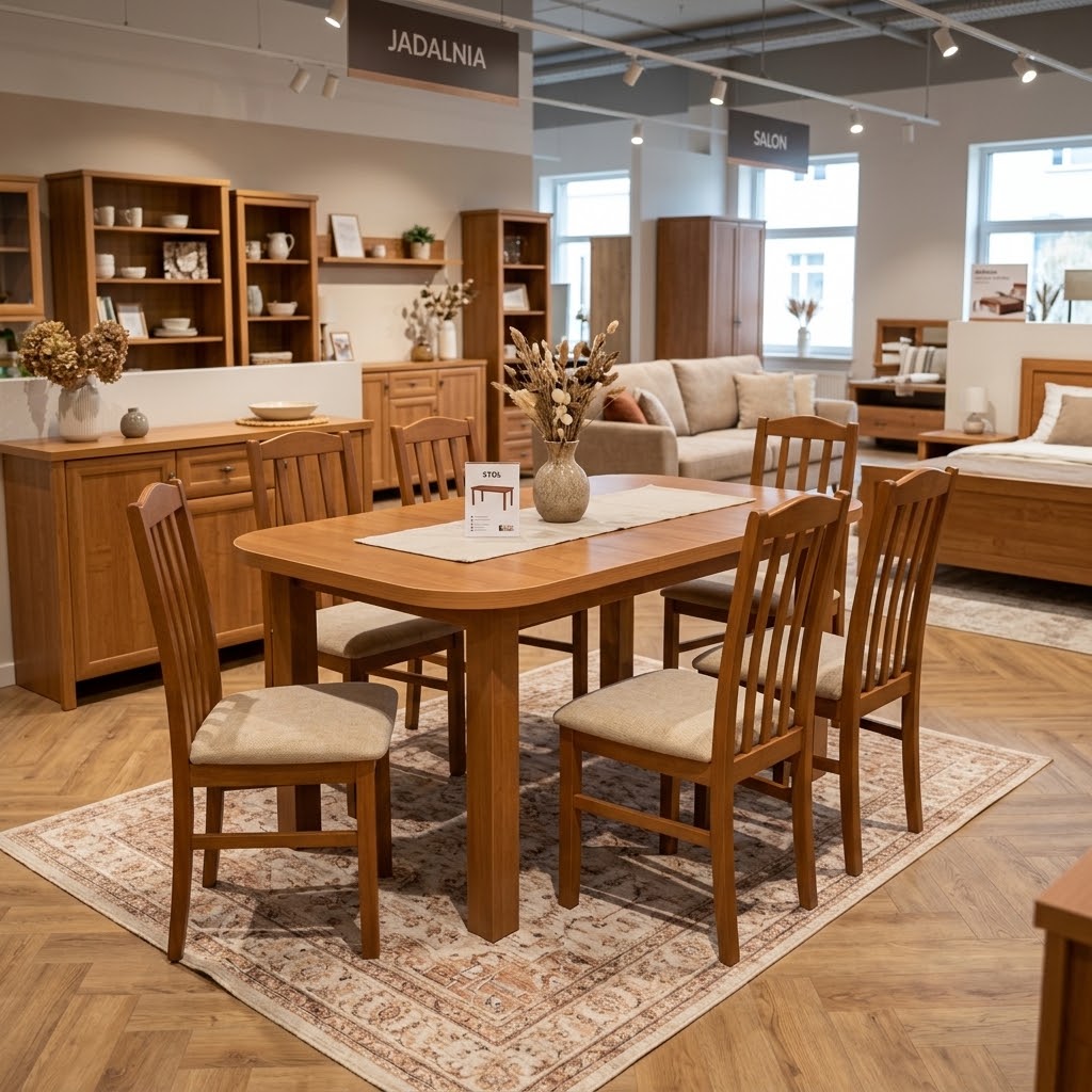 Aria Rounded Extendable Laminate Table 150×80–190cm – High-Density Laminate with Solid Beech Wood Legs
