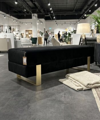Arena Velvet Bench – 80×35 cm Premium Velvet Upholstered Metal Bench with Brushed Gold Steel Frame (80 × 35 × 42 cm)